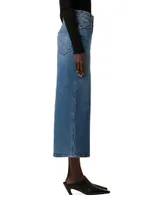 Reconstructed Denim Midi-Skirt