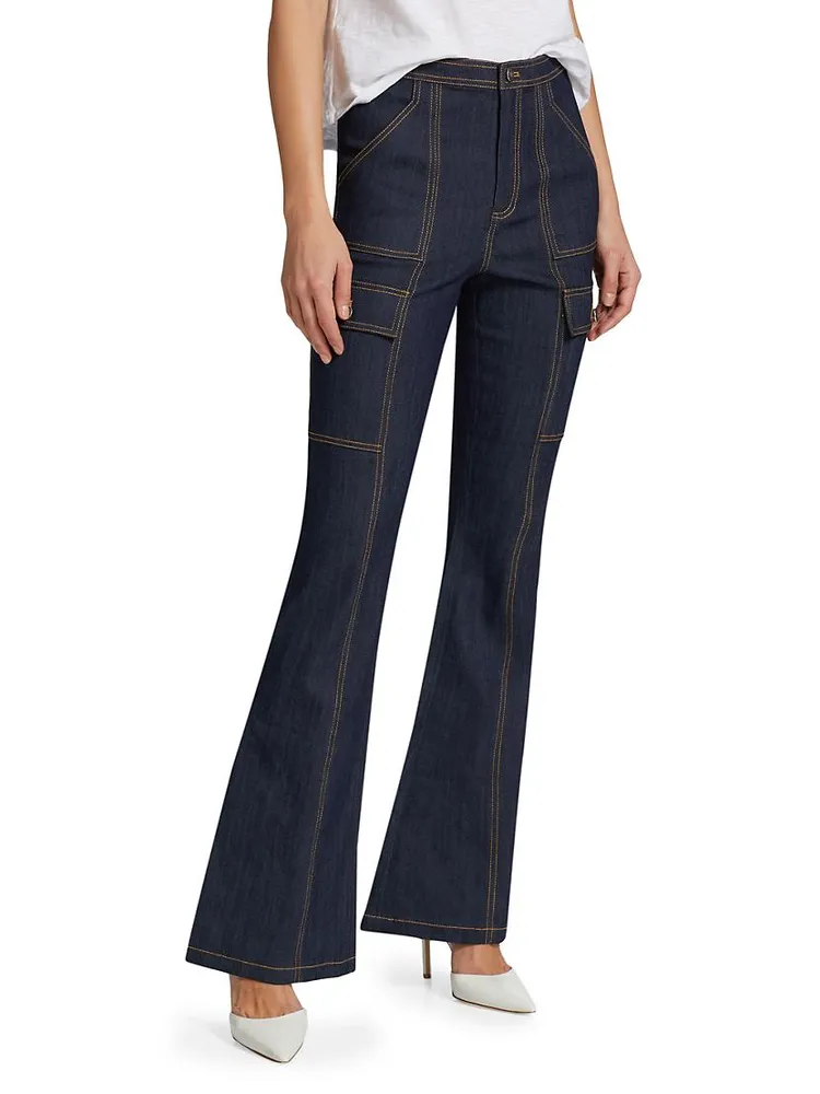 Maurice High-Rise Stretch Flare Cargo Jeans