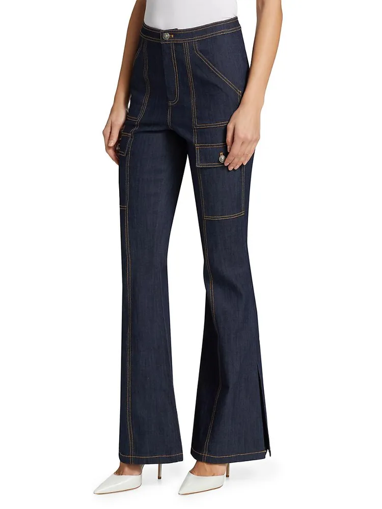 Maurice High-Rise Stretch Flare Cargo Jeans