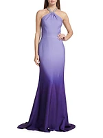 Embellished Halter Ombré Gown