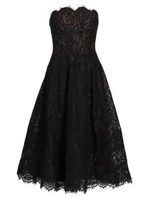 Lace Strapless A-Line Dress