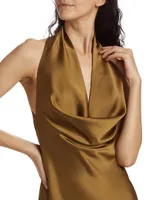 Satin Cowlneck Minidress