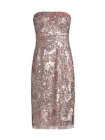 Beaded Mesh Knee-Length Dress