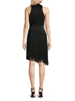 Asymmetric Fringe Satin Dress