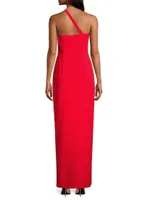 Crepe One-Shoulder Gown