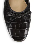 Arissa Croc-Embossed Leather Ballet Flat