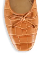 Arissa Croc-Embossed Leather Ballet Flats