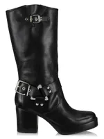 Kiara 76MM Leather Zip-Up Block Heel Boots