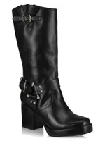 Kiara 76MM Leather Zip-Up Block Heel Boots