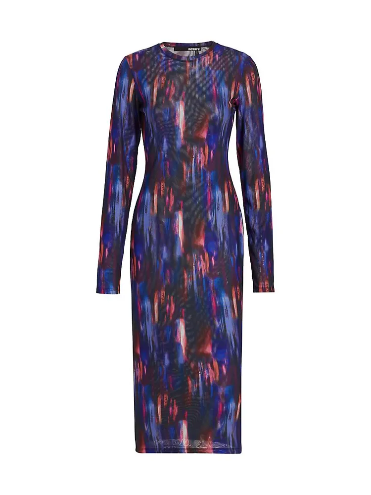 Abstract-Print Knit Midi-Dress