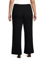 Plus Deco Crepe Wide-Leg Pants