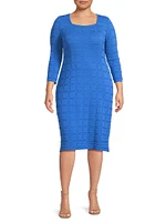 Textured Knit Knee-Length Dress