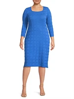 Textured Knit Knee-Length Dress