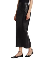 Mari Leather Midi-Skirt