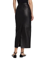 Mari Leather Midi-Skirt