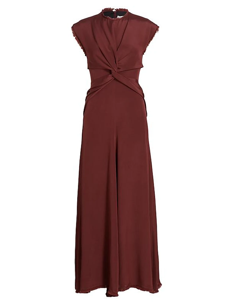 Indira Twisted Silk Maxi Dress