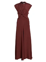 Indira Twisted Silk Maxi Dress