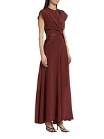 Indira Twisted Silk Maxi Dress