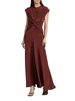 Indira Twisted Silk Maxi Dress