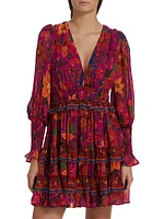 Tropical Tapestry Long-Sleeve Minidress