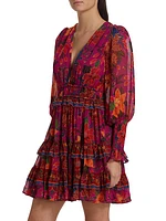 Tropical Tapestry Long-Sleeve Minidress