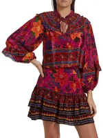 Tropical Tapestry Ruffled Blouse