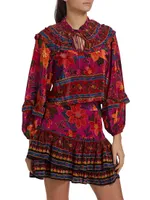 Tropical Tapestry Ruffled Blouse