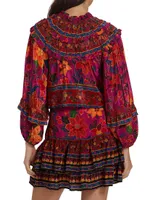 Tropical Tapestry Ruffled Blouse