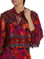 Tropical Tapestry Ruffled Blouse