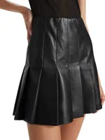 Chara Mesh & Faux Leather A-Line Minidress