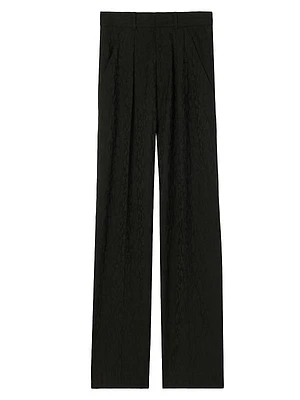 Leopard Wool Jacquard Trousers