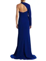 Crepe One-Shoulder Draped Gown