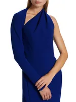Crepe One-Shoulder Draped Gown