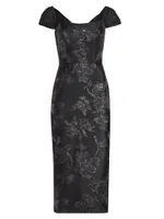 Brocade & Taffeta Tea-Length Dress