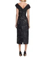 Brocade & Taffeta Tea-Length Dress