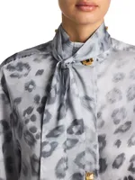 Leopard Tie-Neck Blouse