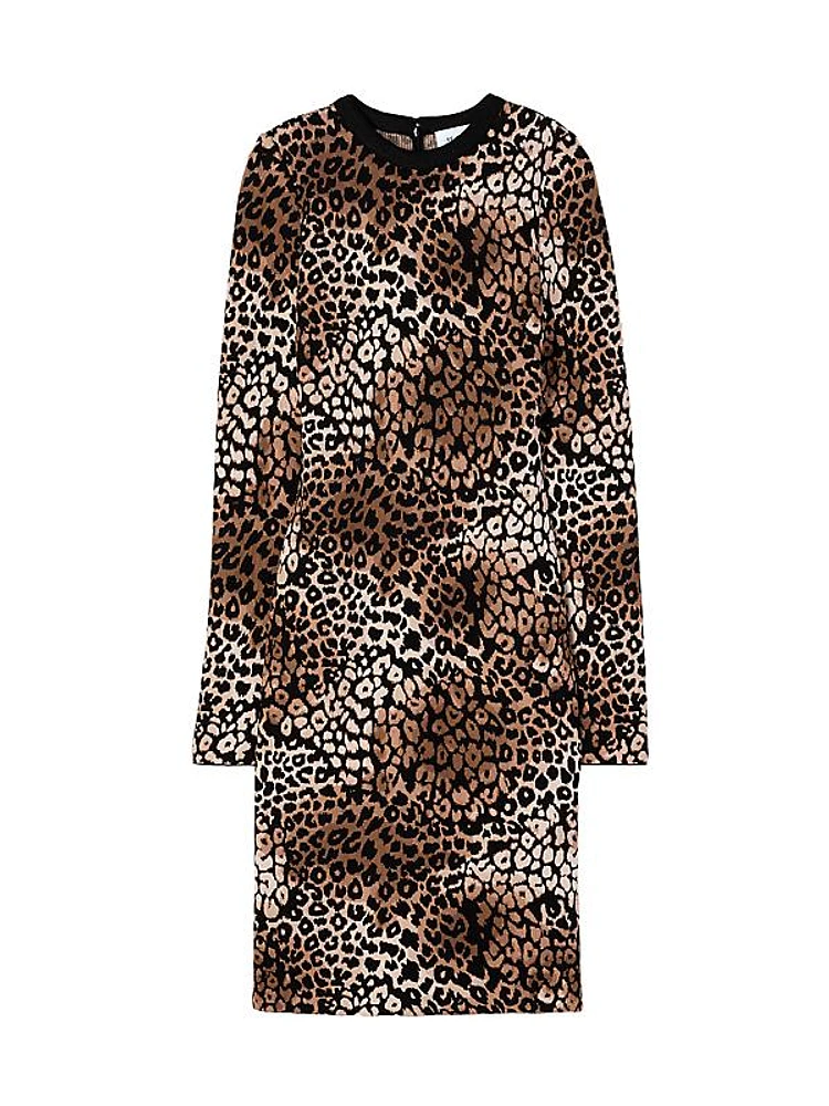 Leopard Knit Body-Con Midi-Dress