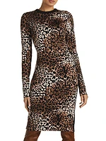 Leopard Knit Body-Con Midi-Dress