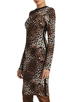 Leopard Knit Body-Con Midi-Dress