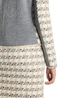 Houndstooth Tweed Pencil Skirt