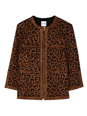 Leopard Sequin Knit Jacket