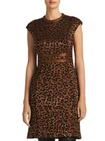Leopard Sequin Knit A-Line Dress