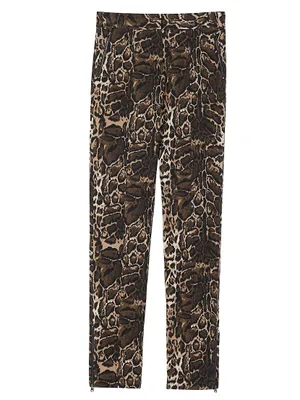 Leopard-Print Jacquard Pants