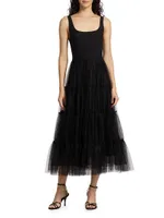 Chara Tiered Tulle Midi-Dress