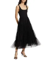 Chara Tiered Tulle Midi-Dress