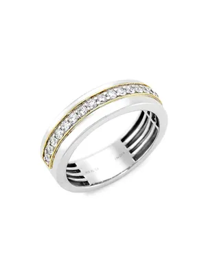 Two-Tone Sterling Silver & Cubic Zirconia Band