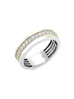 Two-Tone Sterling Silver & Cubic Zirconia Band