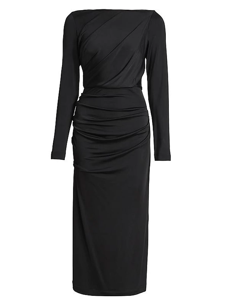 Hunewa Gathered Midi-Dress