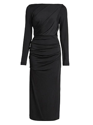 Hunewa Gathered Midi-Dress