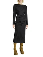 Hunewa Gathered Midi-Dress